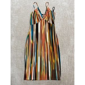 Womens Papaya Dress Multicolor Sheath Knitted Summer Striped Sleeveless Size S
